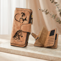 2026 Horse Pattern Women Man Long Zipper Wallet Buckle Handbag Coin Purse Soft PU Leather Multi-Card Holder Cute Bag Travel Gift