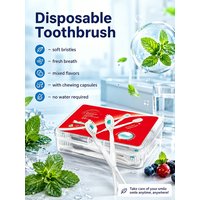 YUNCHi YS05 Disposable Bead Toothbrush Water Free with Toothpaste Soft Hair Disposable Toothbridge Fresh Breath 20 Mixed Flavors