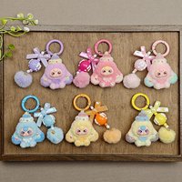 1PC Creative PVC Cute Big-Eared Heart Plush Toy Keychain Pendant For Women Stylish Cartoon Bag Charm Car Keychain Jewelry Gifts