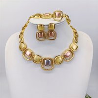 New Charming Women Jewelry Set Luxury Design 18k Gold Plated Hollow Out Geometry Shape Necklaces Earrings Christmas Party Gift