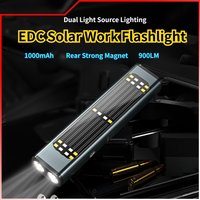 Aluminum Alloy Flashlight Portable Work Light with Strong Brightness Solar Charging Magnetic Attraction Ideal for Outdoor