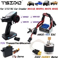 2322 2600KV Brushless Motor AM32 45A ESC 17g Servo 7CH Transmitter Receiver Combo for 1/12 RC Car Crawler MN99S MN78 MN82 MN168