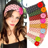 Vintage Women's Polka Dot Button Headband Spicy Girl Ins Y2K Japanese Trendy Headband Sweet Cool Sport Yoga Headband Accessories