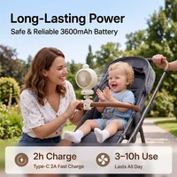 2026 New Portable Stroller Fan with Oscillation 100 Speeds Quiet Mini Clip on Fan 10H Battery USB C for Car Seat Crib Travel