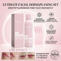 114g Facial Hair Identification Spray Dermaplaning Hair Removal Spray Face Fuzzy Hair Marker with Scraper Eyebrow Trimmer