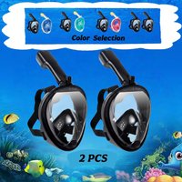 2PCS Underwater Snorkeling Full Face Swimming Mask Set Scuba Diving Respirator Masks Anti Fog Safe Breathing for Kids Adult