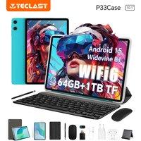 Teclast P33Case 10.1" Tablet Android 15 9GB(3+6GB) RAM 64GB ROM Allwinner A333 P33 Case/Keyboard/Mouse/Stylus/Headphone 6000mAh