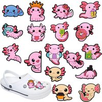 New 17pcs Pink Blue Cartoon Salamander Series PVC Shoe Accessories Fit with Hole wristbands DIY Shoe Decorations Detachable Gift