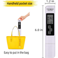 Digital Water Tester Meter TDS EC PPM Temp Detector Pen with White LCD Display 0-9990 Range for Purity Measurement