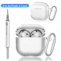 Transparent Case for AirPods 4 Earphone Soft TPU Clear Protective Cover with Cleaner Kit Keychain for AirPods4 Accessories
