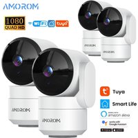 AMOROM 2K Indoor Camera 5/2.4G Wi-Fi Home Night Vision Security Camera 360-Degree Rotating Camera AI Motion Detection IP Camera