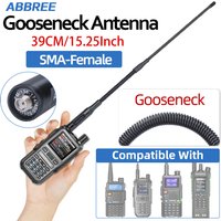 ABBREE AR-166 Gooseneck Walkie Talkie Antenna SMA-Female Dual Band UHF/VHF High Gain For BAOFENG UV-5R Mini UV-21PRO Ham Radio