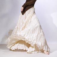 High Quality Women Spring Long Skirts Wide Hem Pleated Design High Waist A-Line Dance Maxi Skirts Faldas Femme Streetwear