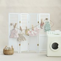 Miniature House Furniture Ornaments 1:6 Scale Miniature Wooden White Screen Vintage Partition Decoration Model Scene Accessories