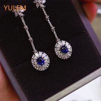 YULEM New Arrival 4x5 Natural Emerald and Ruby and Sapphire and Tanzanite Drop Earring silver 925 Earrings for Women