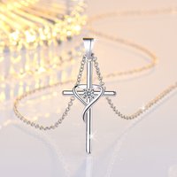 New 925 Sterling Silver Necklace Pendant Cross 5A Zircon for Women Wedding Jewelry Engagement Charm Party Gift Fine chain