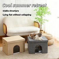 Summer Cat Cooling House Foldable Air Conditioner Pet Bed Waterproof Igloo Nest Scratch Resistant for Cats Under 20kg