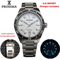 Proxima PX1697 39mm męski zegarek biała emaliowana tarcza Bubble Sapphire PT5000 SW200 automatyczne mechaniczne zegarki vintage 20Bar Luminous