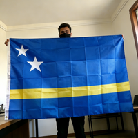 Curaçao Flag 150x90cm 3x5 FT Blue Yellow Stripe Two Stars National Flag Polyester Double Stitched Outdoor Indoor Decoration