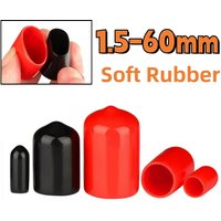 1.5-60mm Soft Rubber Cap Sleeve / Black Red PVC Thread Protection End Cap - Sealing Plug for Screws Bolts & Pipe