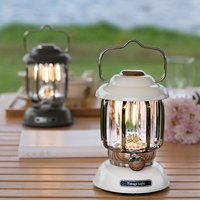 Lanterne de camping en plein air portable, lampe aste par USB, lumière LED rétro pour urgence, pêche, randonnée, tente, veilleuse étanche