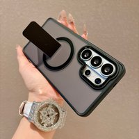 Luxury For Magsafe Folding Stand Magnetic Case For Samsung Galaxy S25 S26 S24 23 Ultra Plus FE Matte Translucent Back Cover Caps