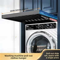 Hidden Telescopic Slide Rail Above The Balcony Of The Washing Machine To Dry Clothes Built-In Pull-Out Storage Pants Hanger