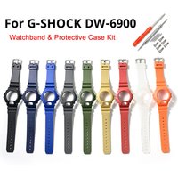 Resin Sport Watch Strap Bezel for Casio G-SHOCK DW-6900 DW-6600 DW-3230 Men Waterproof TPU Rubber Band Protective Case Refit Kit