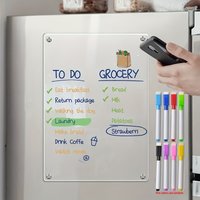 Acrylic Magnetic Week Plan Memo Board, erasable transparent message,Professional artistic use(1 board + 8 random colored pens.)