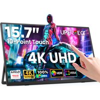 UPERFECT 15.7 Inch 4K 10-Point Touchscreen Portable Monitor UHD 3840×2160 HDR Freesync 350Nits IPS Second Screen 16:9 1200:1 USB-C Plug & Play high-Resolution Gaming DIisplay Are Ideal For Laptop PC