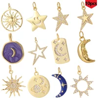 10pcs Cute Bear Moon Pendant Jewelry Production Supplies Bohemian Diy Necklace Earrings Necklace Keychain Resin Charm Wholesale
