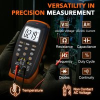 Pushbutton Digital Multimeter, Electrical Instrumentation Tools, Auto-Ranging, Safe Double Insulated Design With Data Holding