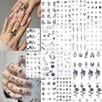 1 Sheet Rose Skull Arrow Temporary Tattoos For Adult Finger Hands, Small Fake Tattoo Stickers Realistic Planet Dinosaur Tatoos