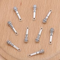 10/20/50pcs Silvery Color 3D Microphone Charms Music Pendants for Jewelry Making DIY Handmade Necklace Earrings Key Chain