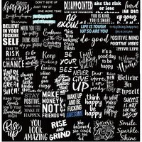 61Pcs Instagram Style Black and White English Motivational Phrases Graffiti Stickers for Bicycle Hand Account Pencil Case Decals