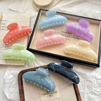 Simple Jelly Color Shark Hair Claw Korean No Slip Large Square Cross Shaped Jaw Clip For Women Girls Thin Thick Hair Accessories