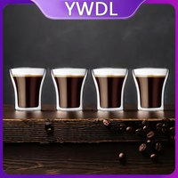YWDL 4/6pcs Double Wall Glass Cups High Borosilicate Espresso Cup For Coffee Tea Wine Milk Heat Resistant Drinkware Mug 80/200ml