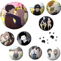 Anime A Silent Voice Minimalist Exquisite Tinplate Brooches: Sleek Badge Lapel Pins For Bag Accessories, Practical Souvenir Gift