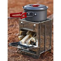 Wood Burning Stove Portable Foldable Stainless Steel Camping Stove with Mini Charcoal Grill Lightweight Barbecue Grill