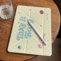 Letter Strawberry Note Tablet Case For iPad Pro 11 12.9 13 A16 M2 M4 M3 M5 Shell 8.3 5/6/7/8/9/10/11th Mini Air 3 4 5 6 7 Cover