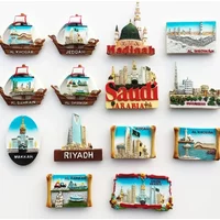 Middle East Saudi Arabia Fridge Magnet Bahrain Dammam Madinah Makkah Buraydah Tourism Decoration Resin Refrigerator Sticker