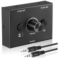 vend 3.5mm Audio Switcher, 2 Input 1 Output/1 Input 2 Output Audio Splitter Switcher, Audio Switcher Box,One-Key Mute Button