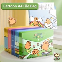 5PCS/Set Capybara Snap-fastener A4 File Folder Waterproof Large Capacity File Bag PP Test Paper Storage Envelope Folder Student
