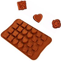 Silicone 24-cavity Mold Heart-shaped Rose Chocolate Valentine's Day Peach Heart Ice Cube Chocolate Dessert Mold Diy Baking Tool