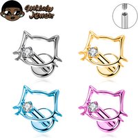 ZOOR ASTM F136 Titanium Cute Cat Labret Piercing Wholesale 16G 18G Ear Studs Lab Stud Earring Helix Tragus Piercing 2026 Jewelry