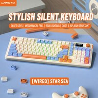 Clavier à membrane filaire Langtu L98 avec rétroéclairage RGB, 98 touches, clavier silencieux pour le bureau et les jeux, clavier au design élégant pour ordinateur portable et ordinateur de bureau.