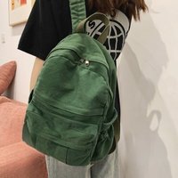 Fashion Solid Color Backpack Women Canvas School Bags For Teenage Girls Casual Travel Backpack Female Student School Backpack