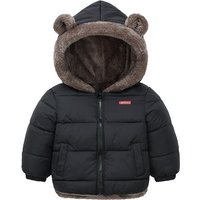 Winter Kids Puffer Jacket Bear Ear Hooded Fleece Lined Warm Zip Up Coat Toddler Boys Girls Thick Outerwear 1‑6Y