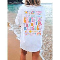 Grateful Thankful Blessed Printing Women T-Shirts Summer Casual Cotton Tee Shirts Fashion Streetwear Loose O-Neck Female Tops
