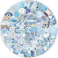 100PCS Blue Minimalist Ins Style Waterproof Graffiti Stickers for Helmet Bicycle Hand Account Pencil Case Decals
